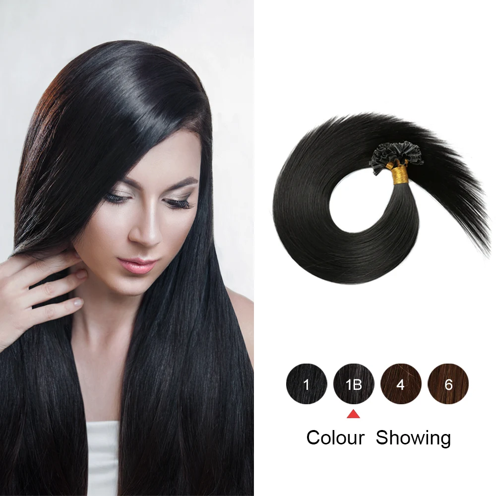

Gazfairy 18 Inch 1g/strand Fusion Keratin Bond Human Hair Extensions 50g 100g Natural Color U Nail Tip Real Remy Pre Bonded Hair