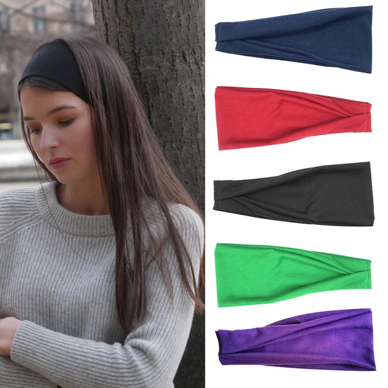 

Women New Soft Solid Color Headband Cross Top Knot Elastic Hair Bands Girls Hairband Hair Accessories Twisted Knotted Headwrap