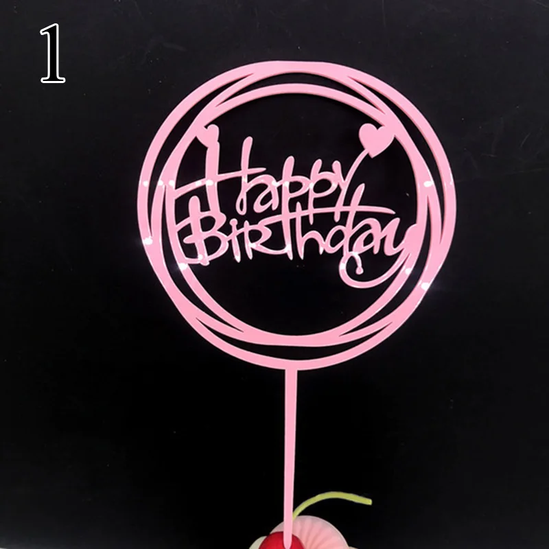 С днем рождения бумаги флаг торт топперы вечерние принадлежности Блестящий акриловый торт Топпер для дня рождения торт кекс украшения для торта для вечеринки - Цвет: Лиловый