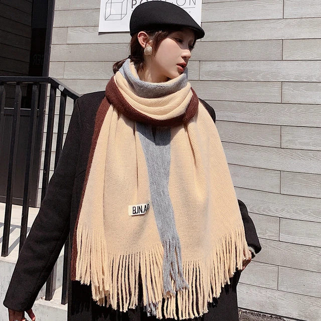 Nordic Style Vintage Geometric Pattern Double-sided And Double-colored Long Scarf  Shawl For Women, Autumn And Winter