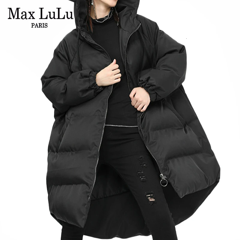 Max LuLu модная Корейская женская готическая одежда женские зимние куртки теплые стеганые пальто Повседневная парка с длинным капюшоном плюс размер