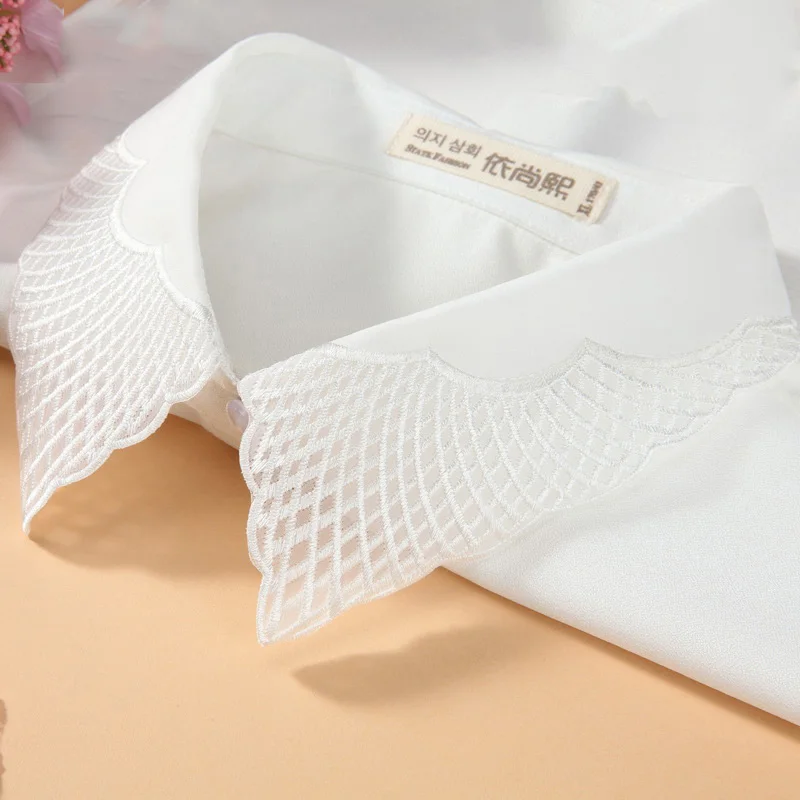 

White Chiffon Fake Collar Women Detachable Collars 2020 Necktie False Collar Shirt Female Fake Kragen Lace Kraagje Nep Dames