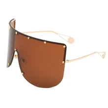 

Oversized Shield Mask Sunglasses Luxury Design One-Piece Sun Glasses Large Windproof Goggles Mirror Protective Glasses UV400
