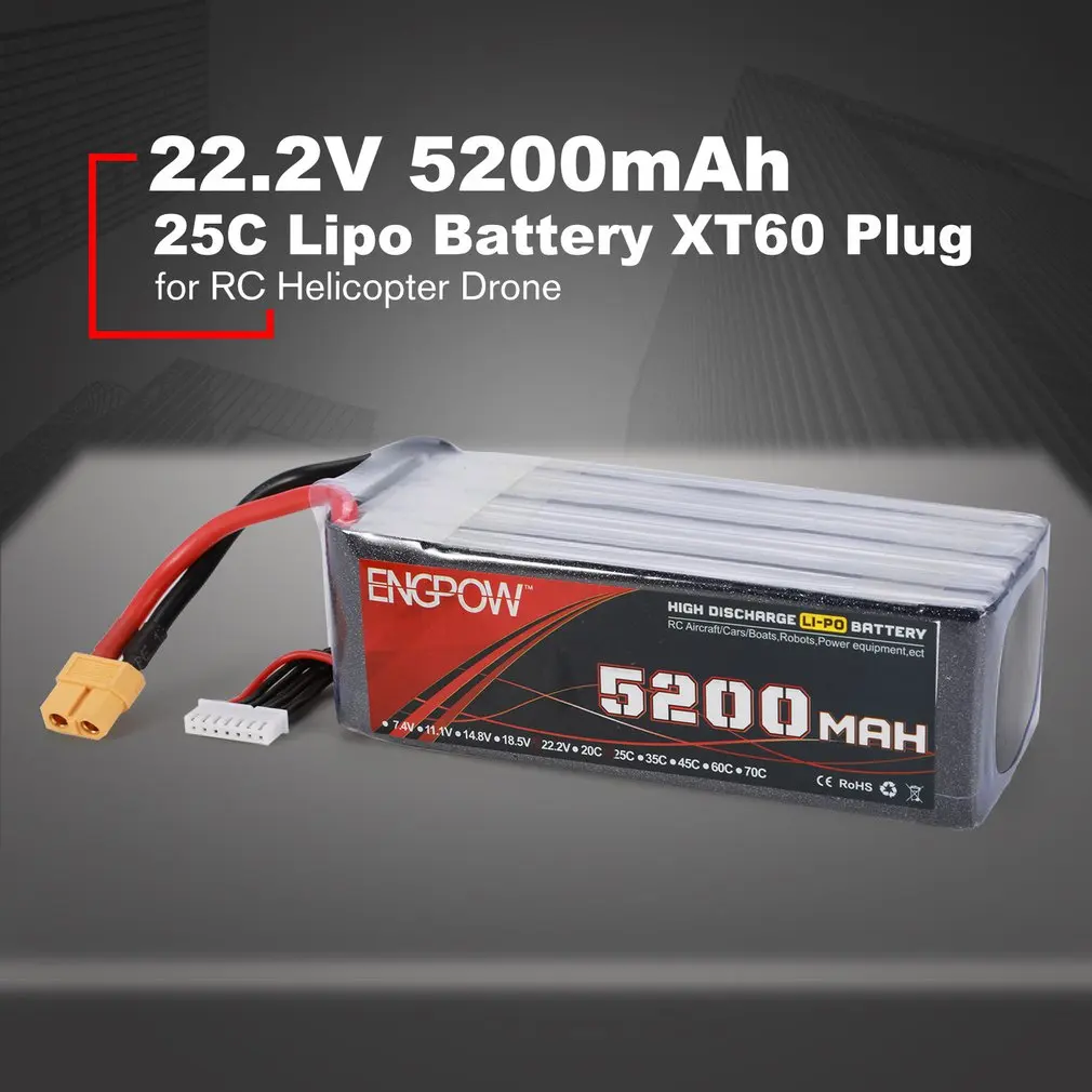 18.5V/22.2V 5200mAh 60C 6S 1P Power Lipo Battery XT60 Plug Rechargeable for RC Racing Drone Quadcopter Helicopter Airplane - Цвет: 22.2V 5200mah 25C XT