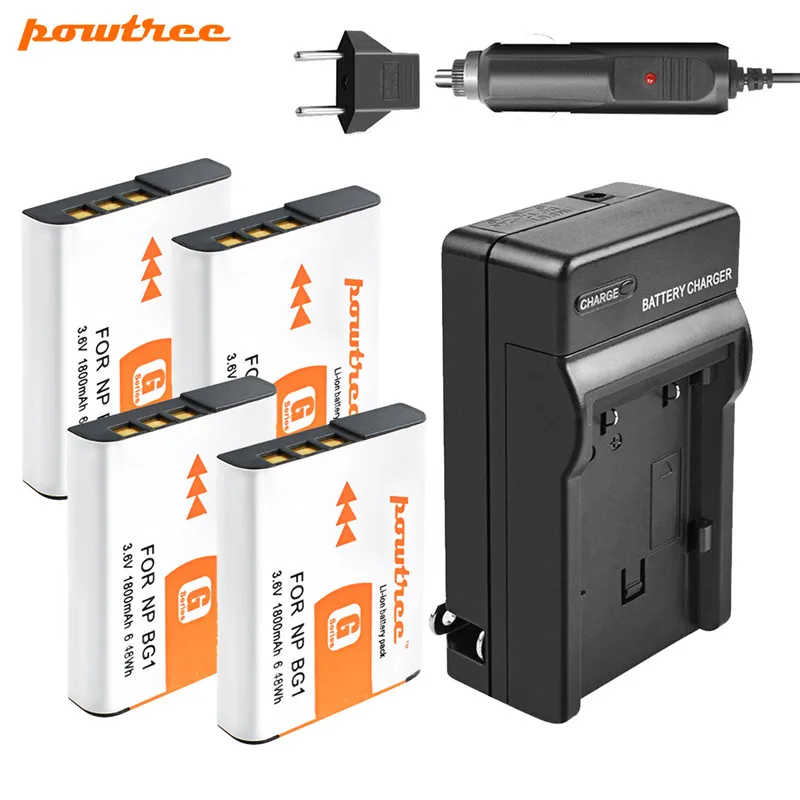 POWTREE 3,6 V 1800 мА/ч, NP-BG1 NP BG1 NPBG1 батарея+ Зарядное устройство Перезаряжаемые Камера Batteria для sony детали sony Cyber-shot DSC-H3 DSC-H7 DSC-H9 - Цвет: 4 Battery Charger