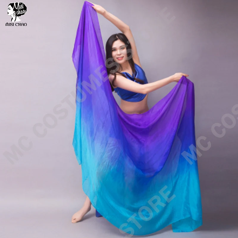 

Women Bellydance Silk Veils Children 200cm 250cm 270cm Rainbow Belly Dance Veil Silk Hand Thrown Scarf Shawl 16 Color