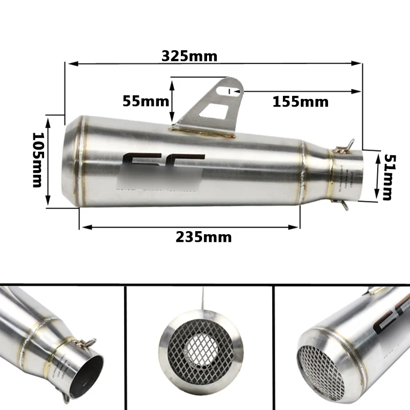 38-51 мм мотоциклетные выхлопные трубы глушитель из нержавеющей стали Универсальные выхлопные глушители наконечник трубы для Ninja 400 250 CB190