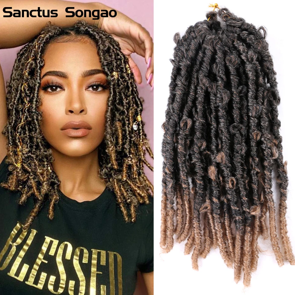 Synthetic Braiding Hair14&quot20 Strands/pack Butterfly Locs Crochet Hair Bob Faux Locks Femme |
