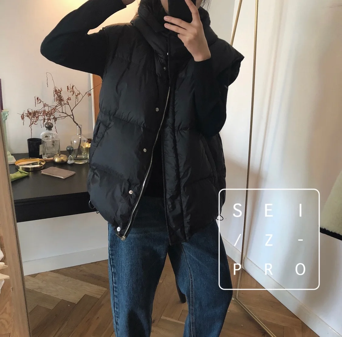 Winter New South Korea 90% White Goose down Vest down Coat Short Thick Loose-Fit Hooded Vest Women's