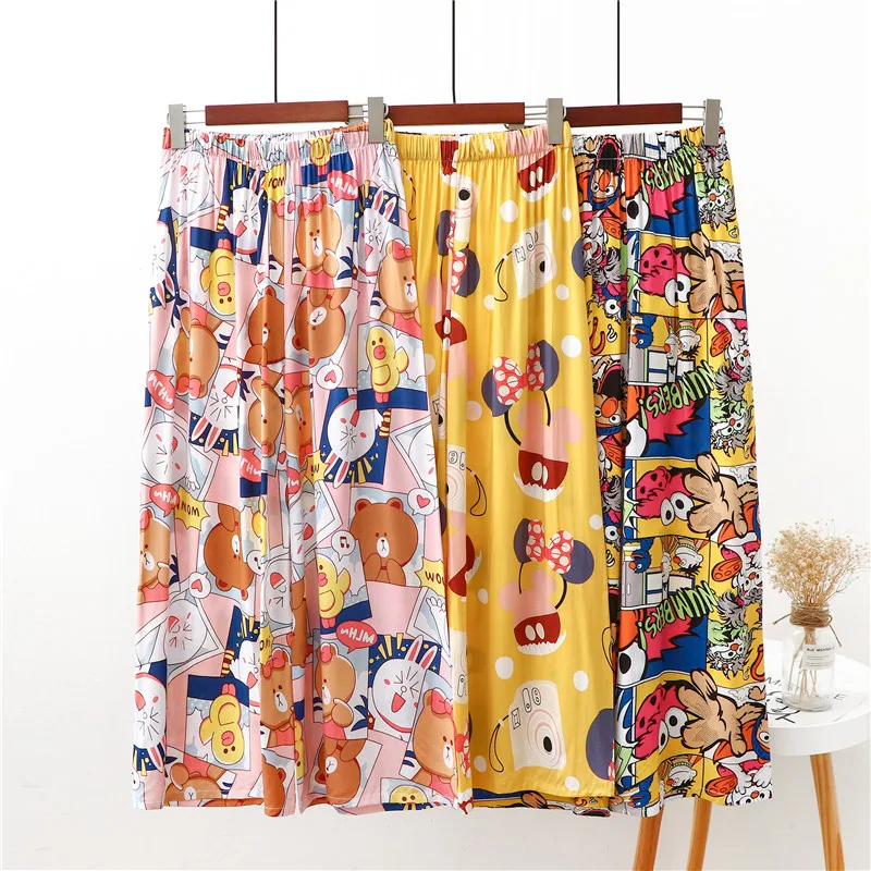 De dibujos animados de primavera pantalones pijamas de algodón las mujeres lindo de talla grande zapatos cómodo ropa de casa durmiendo pantalones estilo coreano
