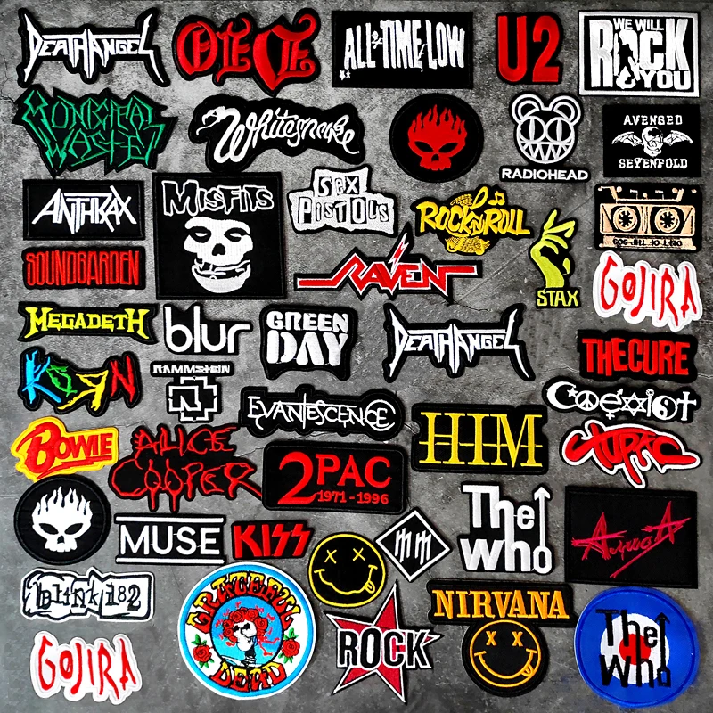 Banda de ROCK tela DIY de hierro en bordado parches de insignias para adhesivos para ropa música Punk
