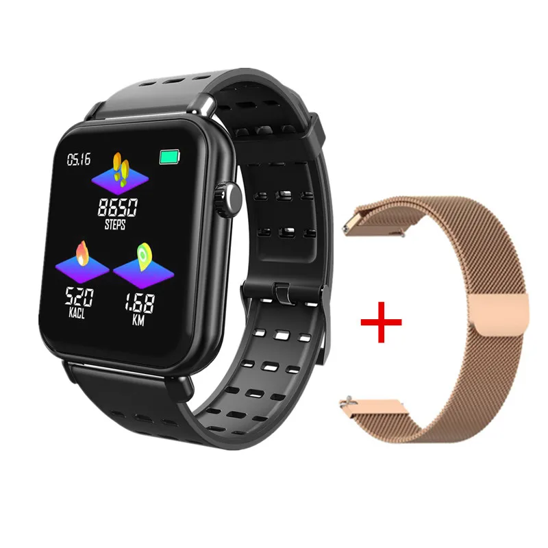 black and gold steel AMYNIKEE Y6 Pro, умные часы, IP67, водонепроницаемые, Bluetooth, умные часы, пульсометр, кровяное давление, фитнес-трекер для Android, IOS, PKP69 - Цвет: black and gold steel