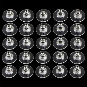 

60pcs/1bag Rubber Earrings Silicone Barrel Bullet Plastic Earnuts Rubber Ear Plugging Stopper DIY Earring Back Earstud Findings