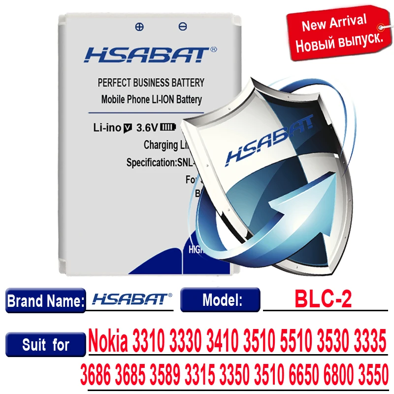 HSABAT 1950 мА/ч, Батарея для Nokia BLC-2 3310 3330 3410 3510 5510 3530 3335 3686 3685 3589 3315 3350 3510 6650 6800 3550