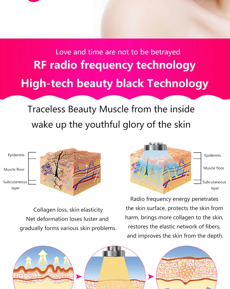 Прибор для ухода за кожей подтягивающий лифтинг лица Массажер для омоложения морщин Красота Rf косметологический прибор
