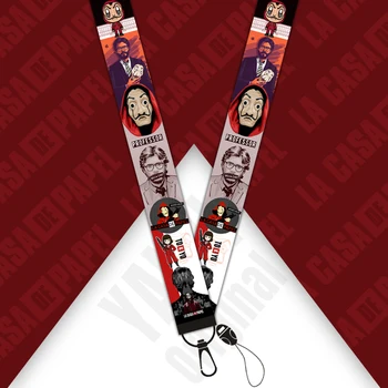 

20pcs/lot La Casa De Papel Season Mobile Phone Lanyard Key Chain Creative Badge Hang Rope Customizable Neck Strap Lanyards S222
