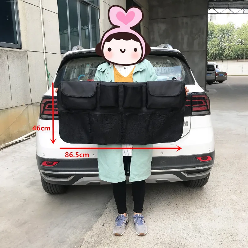 Multi Hanging Pocket Trunk Bag Organizer Durable Foldable Cargo Net Storage for Car Backseat Cover Childrens Travel Storage with 8 Pockets YUIP Car Rear Seat Back Storage Bag