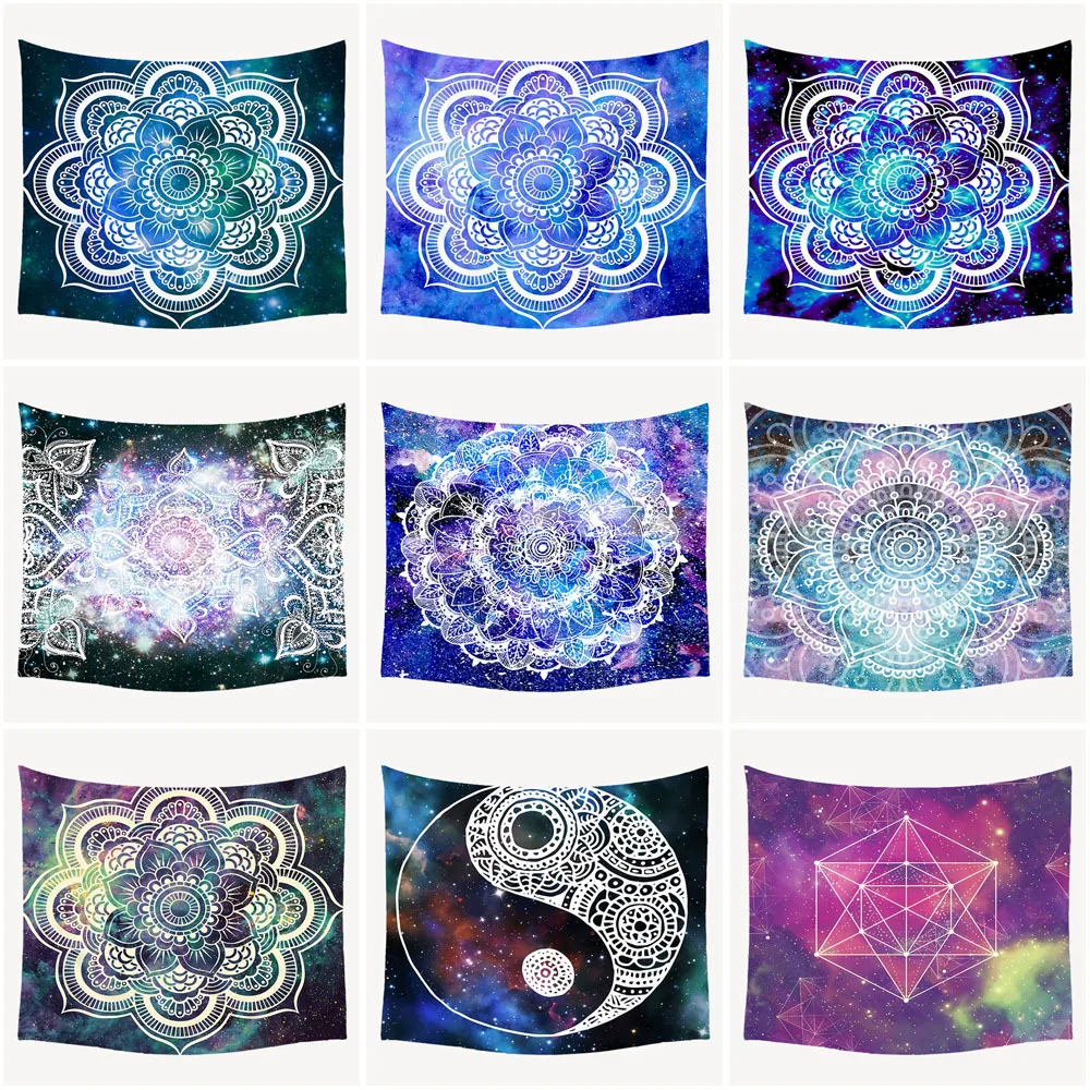 

Psychedelic India Mandala Tapestry Printed Carpet Macrame Wall Cloth TapestriesHippie Elephant Tapestry Mandala Wall Hanging