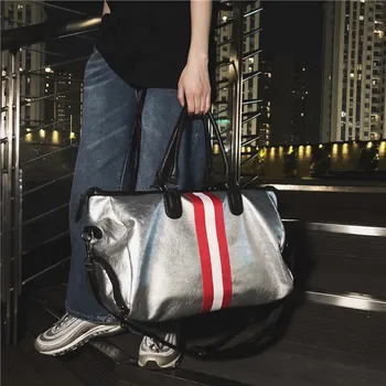 

New travel bag PU material Korean style large capacity handbag fitness bag sports bag