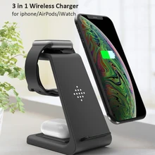 3 in 1 Wireless Charger 10W Fast Charging for iPhone 11 pro/XR/Xs Max/8 Plus for Apple Watch 5 4 3 2 Airpods pro with EU Charger