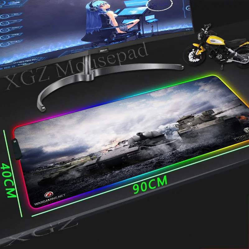 Большой игровой коврик для мыши XGZ RGB черный с застежкой по краям серый белый