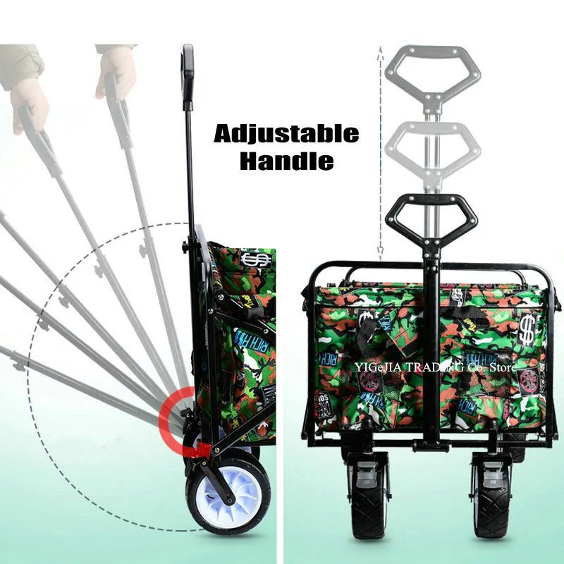 Портативная Тележка для покупок может загружать 100 кг, складная садовая уличная Парковая тележка, EVA колесная походная тележка