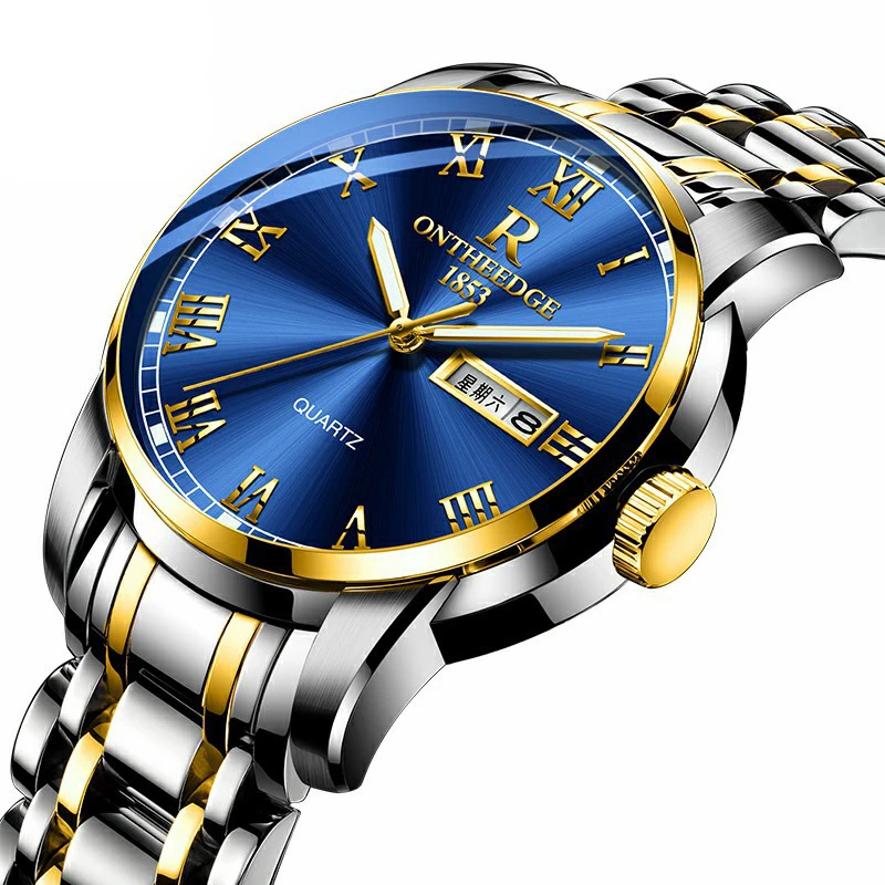 Ruizhiyuan Band Steel Watch Men's and Women's Genuine Quartz Watch Three-pin Business Non-Mechanical Watch