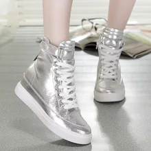 Tleni/женские кроссовки с высоким берцем; цвет золотой, серебряный; коллекция года; сезон весна; спортивная обувь на толстой подошве, с высокой посадкой, с ремешком, с боковой молнией; женская ZW-24