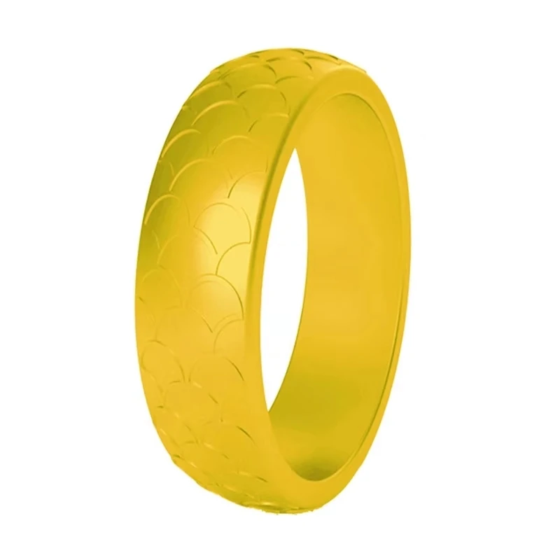 Модное Силиконовое кольцо в форме рыбьей чешуи, женское кольцо с камнем по месяцу рождения, спортивные обручальные кольца для йоги