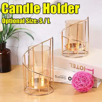 

Golden Iron Candle Holders Candlestick Romantic Crystal Candle Cup Home Decoration Decoration European geometric Candle Holder
