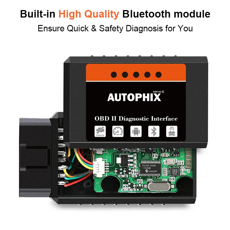 Мини ELM327 Bluetooth OBD2 v1.5 ELM 327 с чипом PIC18F25K80 адаптер Elm OBDII автомобильный