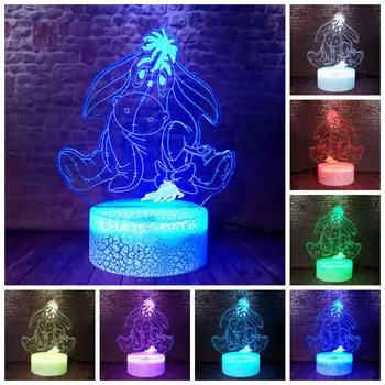 

Eeyore Baby Anime Figure 3D Illusion LED Nightlight Colourful Changing Desk Light Winnie Bear Family Model Light-up Toys