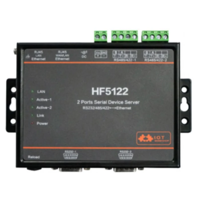 Последовательный порт HF5122 RJ45 RS232/485/422 к последовательному порту Ethernet RTOS 2-портовый