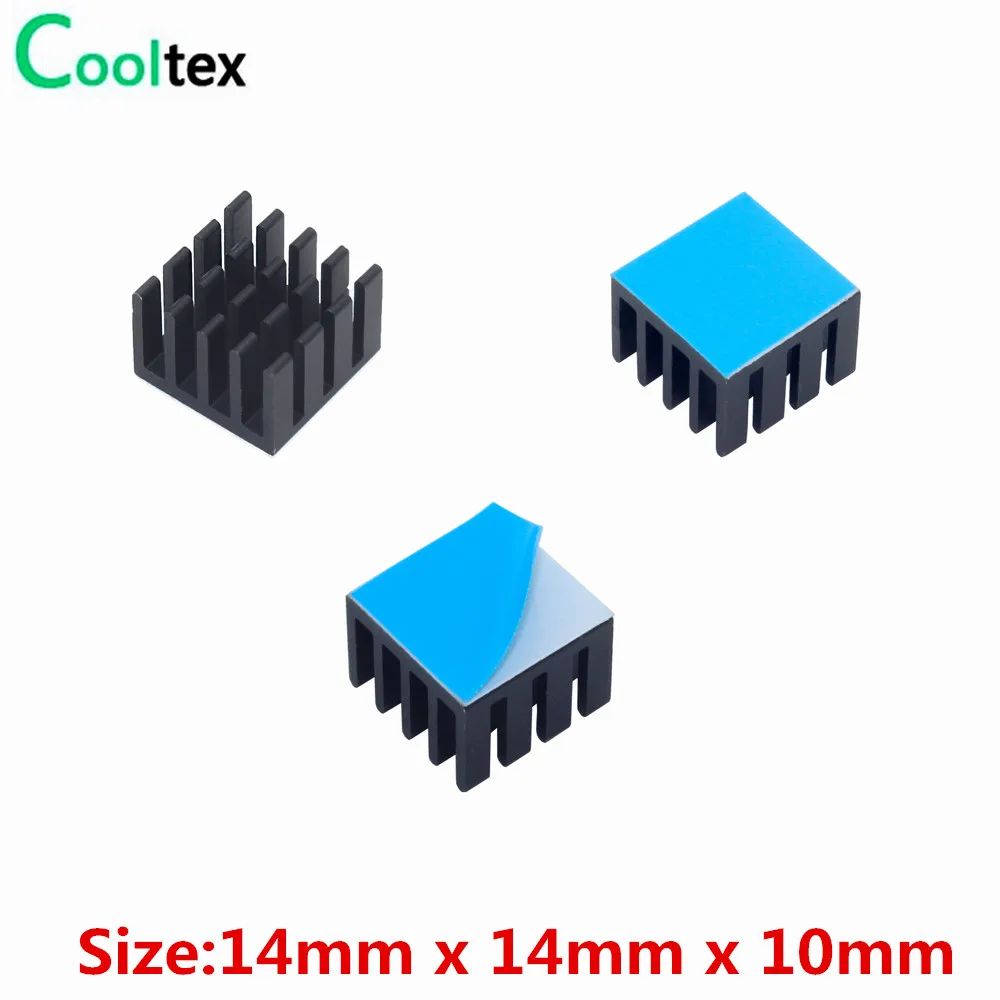 

50pcs 14x14x10mm Black Aluminum Heatsink heat sink for Electronic Chip IC MOS Raspberry pi With Thermal Conductive Tape