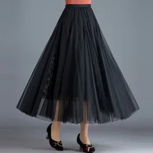 Горячая Акция плиссированные Высокая талия с эластичной резинкой на талии длинная куртка с секциями сексуальная юбка элегантные женские однотонные Цвет сетка шикарный мягкий Для женщин юбка