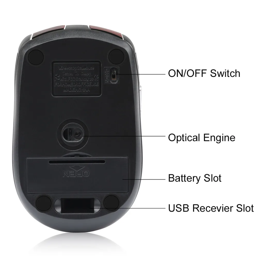 Ratón inalámbrico de 2,4 GHz con DPI ajustable, 6 botones, óptico, para juegos, receptor USB para ordenador y PC - Imagen 5