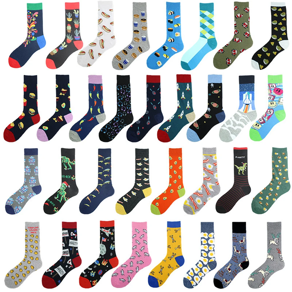 

European and American fashion men and women happy pattern cotton socks KF-13