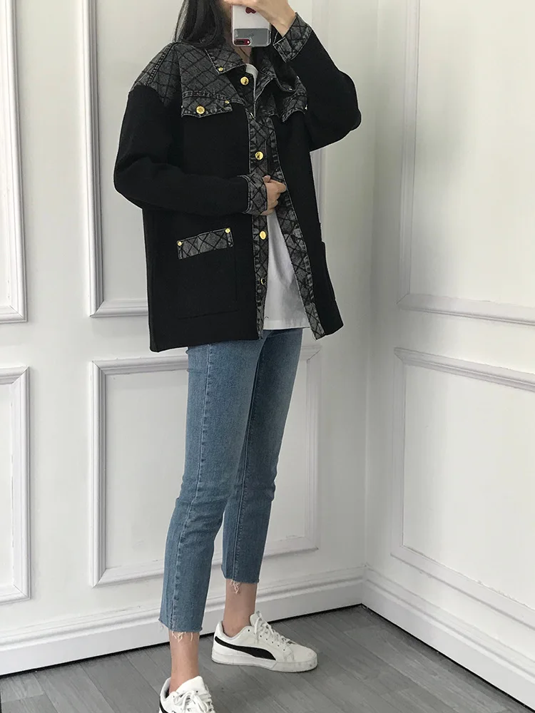 

France's Home 2019 Autumn And Winter New Style Cowboy Joint Velvet Bread Coat Jacket Cotton Coat Fashionable Small Cotton-Padded