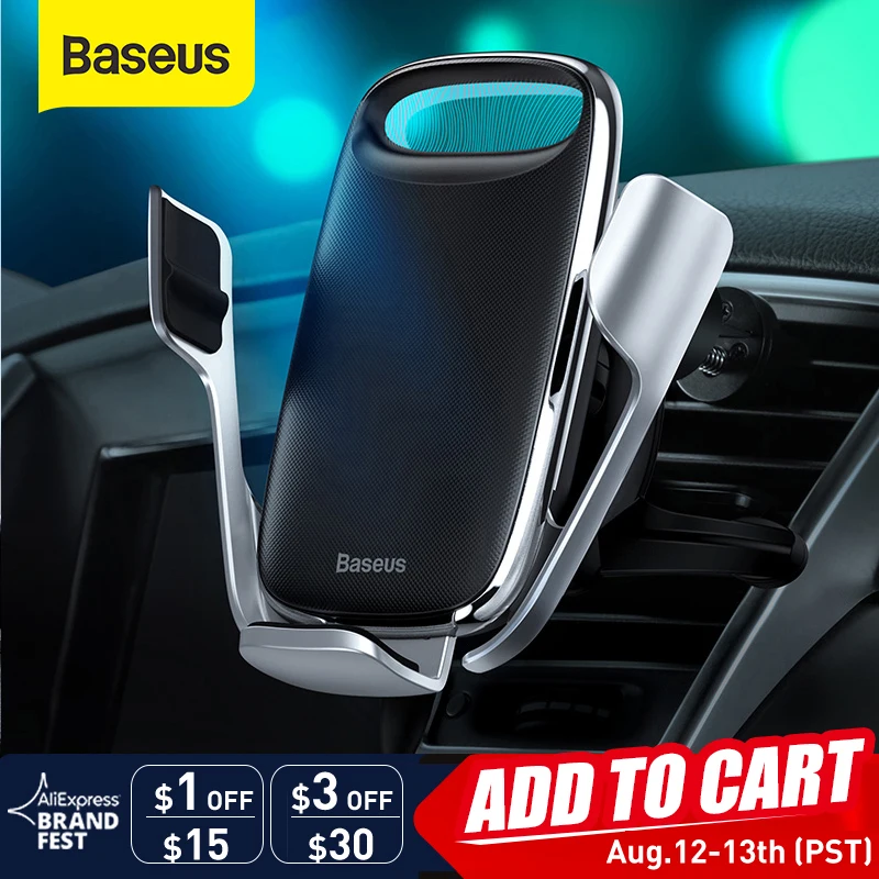 Baseus Car Phone Holder 15W wireless Charger for iPhone  Quick Charge 3.0 Air Vent Mount Holder Car Wireless Charging Holder