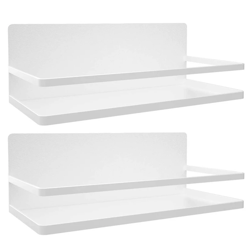 

2 Packs Magnetic Spice Rack for Refrigerator Spice Storage Fridge Shelf for Kitchen Organizer Easy to Use Kitchen Shelf White