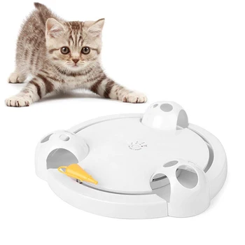 

Electric Cat Toy Smart Teasing Cat Stick Crazy Game Spinning Turntable Cat Catching Mouse Donut Automatic Turntable Cat Toy