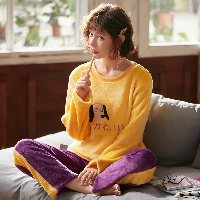 Fashion 2019Winter Flannel Women Nursing Pyjamas Set Cartoon Long Sleeve Pregnant Homewear Maternity Casual Pajamas Sets 3XL-4XL