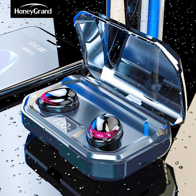 HoneyGrand – écouteurs Bluetooth 5.0, oreillettes sans fil X10, étanches IPX7, avec Base de téléphone, charge