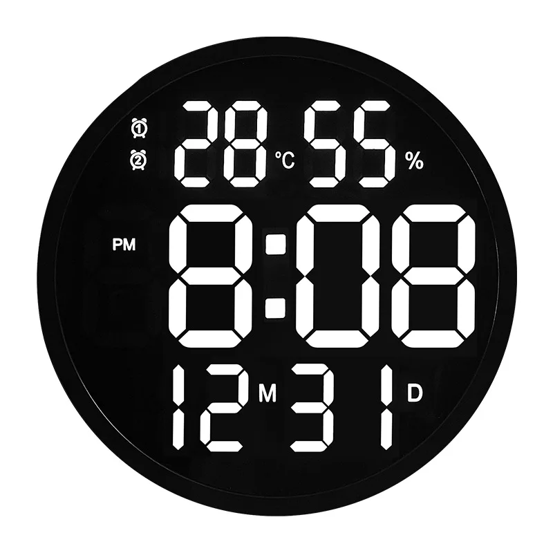 LED Large Number Digital Smart Wall Clock Temperature And Humidity Display Electronic Clock Modern Design Home Decoration 