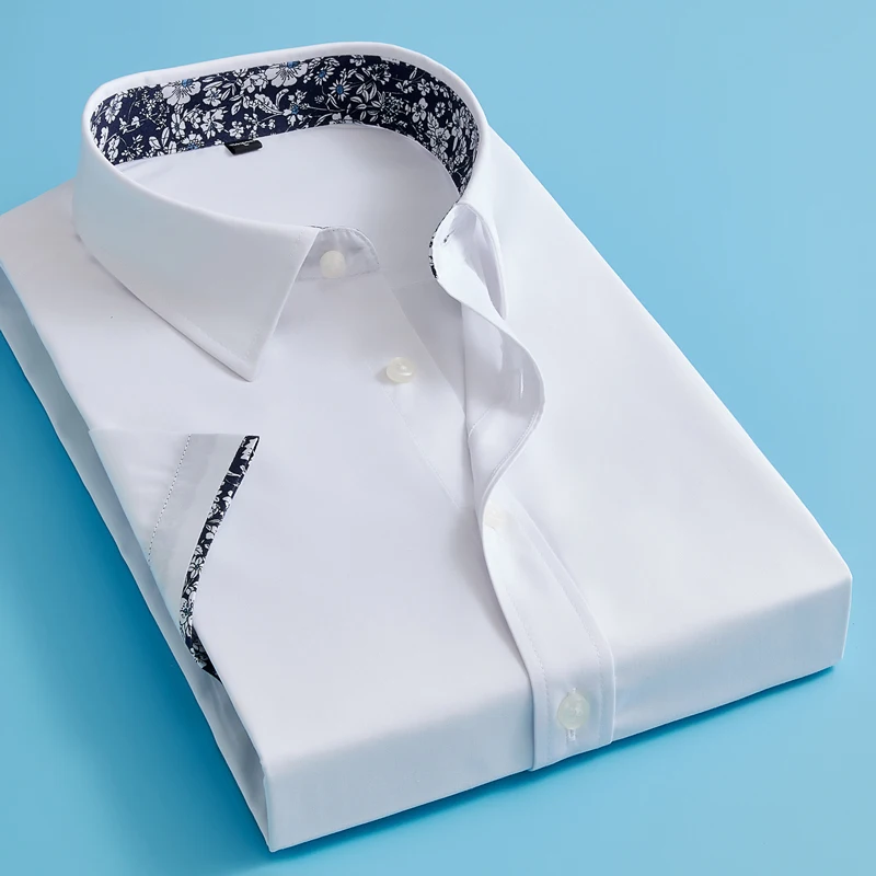 Summer Mens French shirts Cuff Dress Shirt Men Short Sleeved Solid Color Flower Style Cufflink Include 2020 Fashion New Summer Mens French shirts Cuff Dress Shirt Men Short Sleeved Solid Color Flower Style Cufflink Include 2020 Fashion New