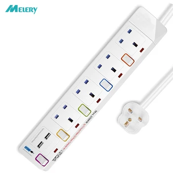 

Multi Power Strip UK Extension Outlet 4 way Plug Socket with USB Surge Protection Charging Ports Switch 1.8m Cord