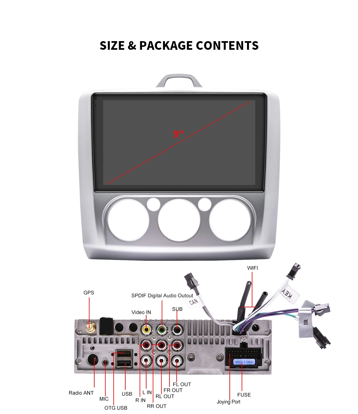 Clearance DSP 9" 1Din Android 8.1 Car Multimedia Radio for Ford Focus Exi MT Mk2 Mk3 2004-2011 GPS Navi SPDIF DAB Mirror Link OBD 4G SIM 22