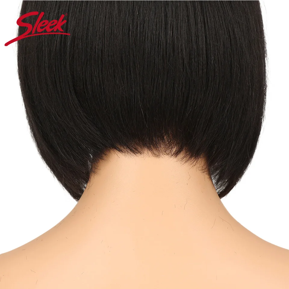 Sleek Bob Wig Short Human Hair Wigs 100% Remy Brazilian Hair Wigs U Part Lace Wigs Straight Hair Real Natural Color Lace Wigs