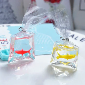 

ZOCDOU 1 Piece Resin Transparent Water Bag Fish Statue Figurine Ornament Miniature Toy Decoration
