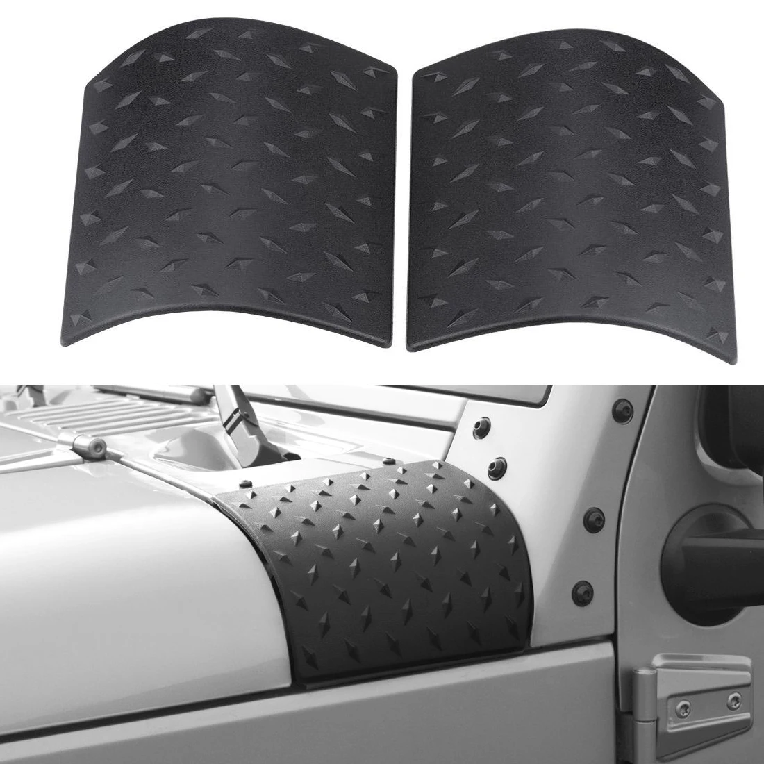 

1PAIR Car Cowl Body Armor Hood Cover Outer Cowling Guard Protector Sticker for Jeep Wrangler JK JKU Unlimited Rubicon Sahara